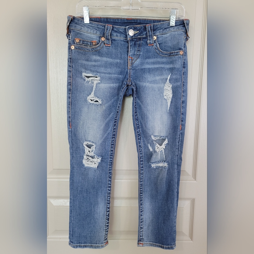 TRUE RELIGION Capri Distressed Women Jeans Size 26